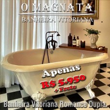 Banheira Vitoriana de Imersão Romance Dupla com Pés Brancos 1,72m